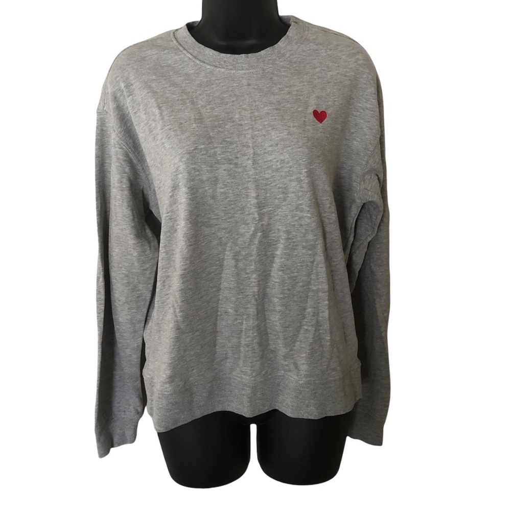H&M Divided small gray crew lightweight sweatshirt with heart